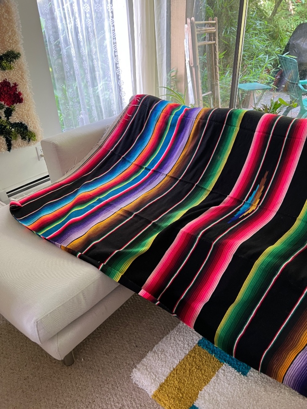 Mexican Throw Blanket Striped Bright Colours 63" x 89" Soft